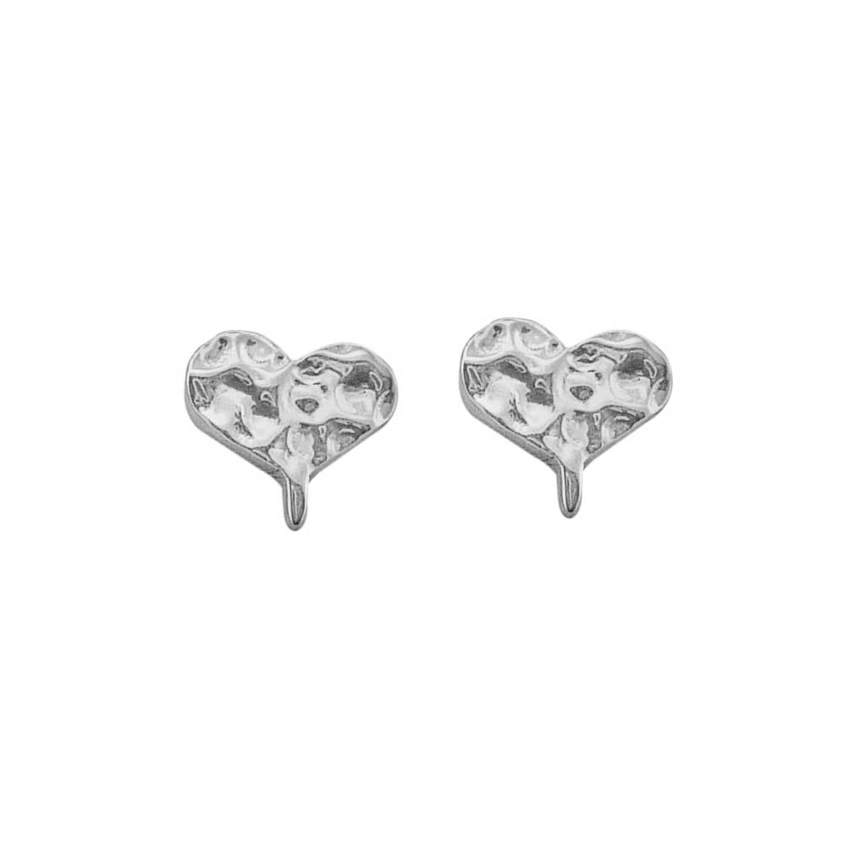 Hammered Heart Studs - Small