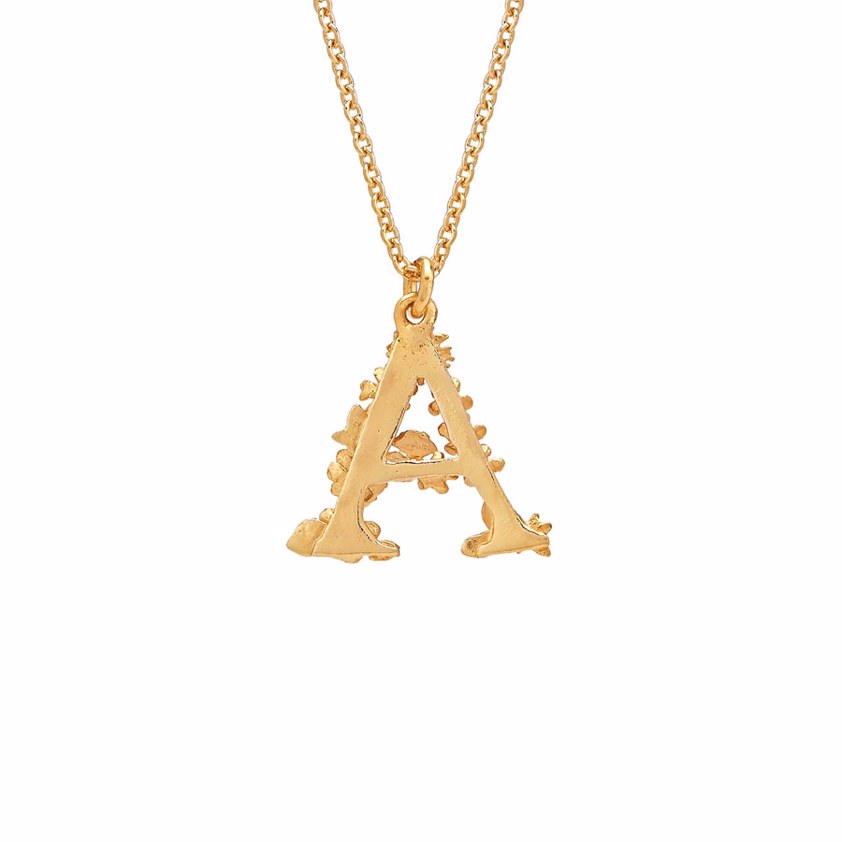 Yellow Gold Vermeil Floral Letter A Necklace