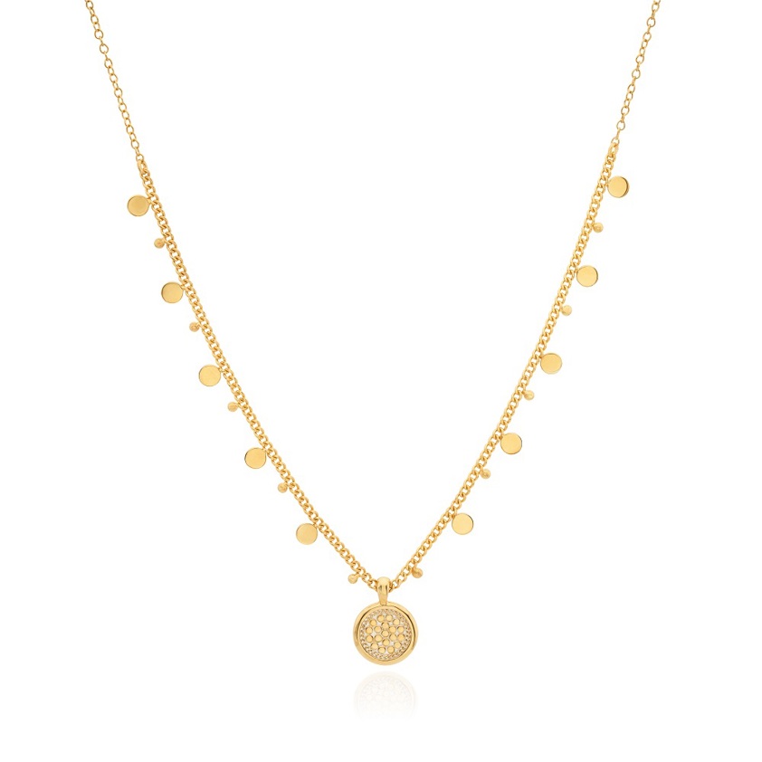 NK10649GLD Circle & Charm Necklace