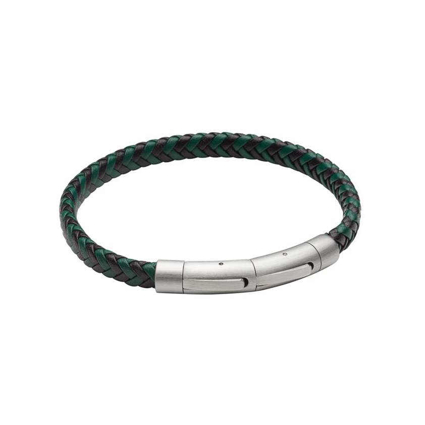 Recycled Black/Green Leather Bracelet