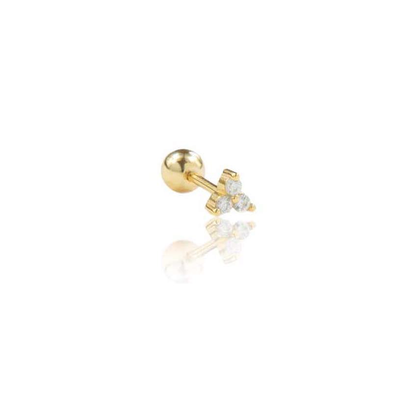 Yellow Gold Plated Trinity Barbell Cartilage Stud
