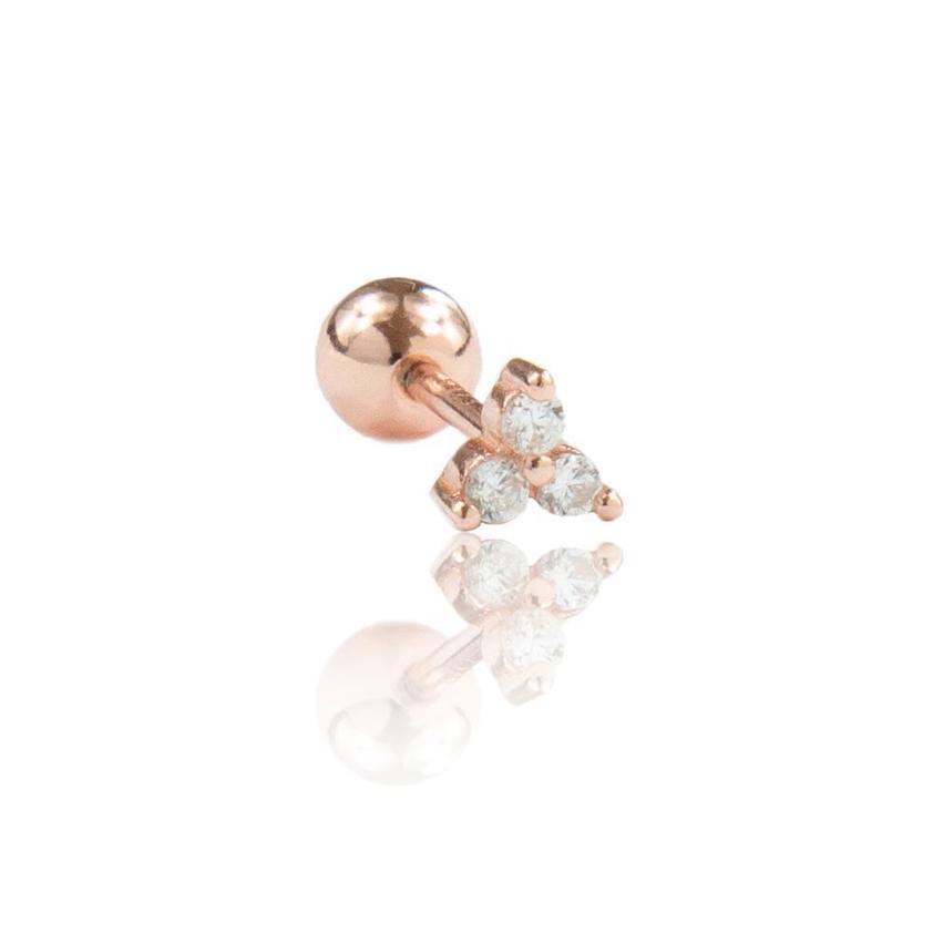 Rose Gold Plated Trinity Barbell Cartilage Stud