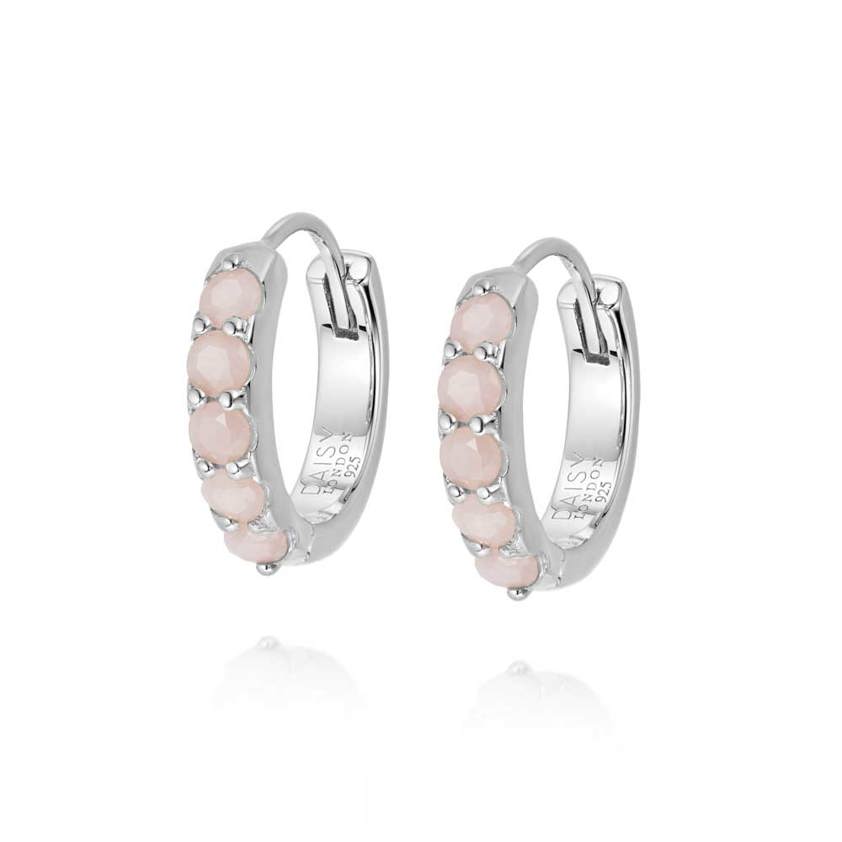 Sterling Silver Beloved Pink Opal Huggies