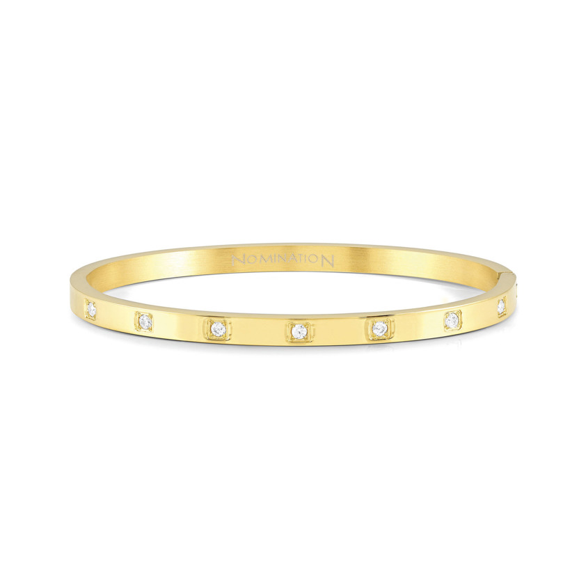 Yellow Gold PVD 029507 Square Cubic Zirconia Bangle