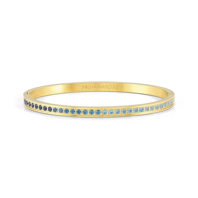 Light Blue 029505 Yellow PVD Cubic Zirconia Bangle