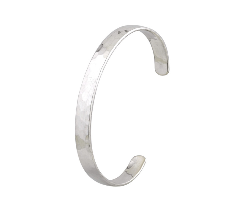 Silver 7mm Hammered Torque Bangle