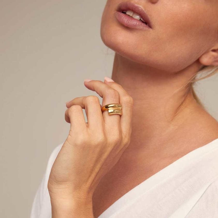 Gold Plated Crossed Legs Ring