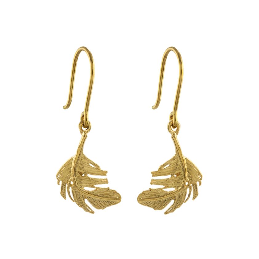 Yellow Gold Vermeil Little Feather Hook Earrings