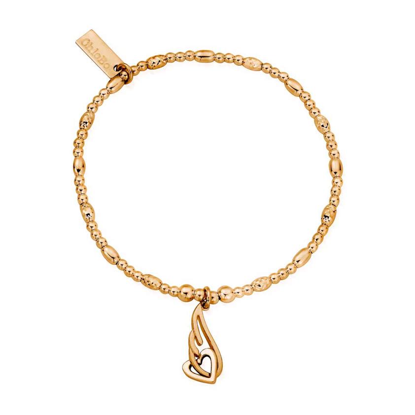 Yellow Gold Plated Interlocking Heart & Angel Wing Bracelet