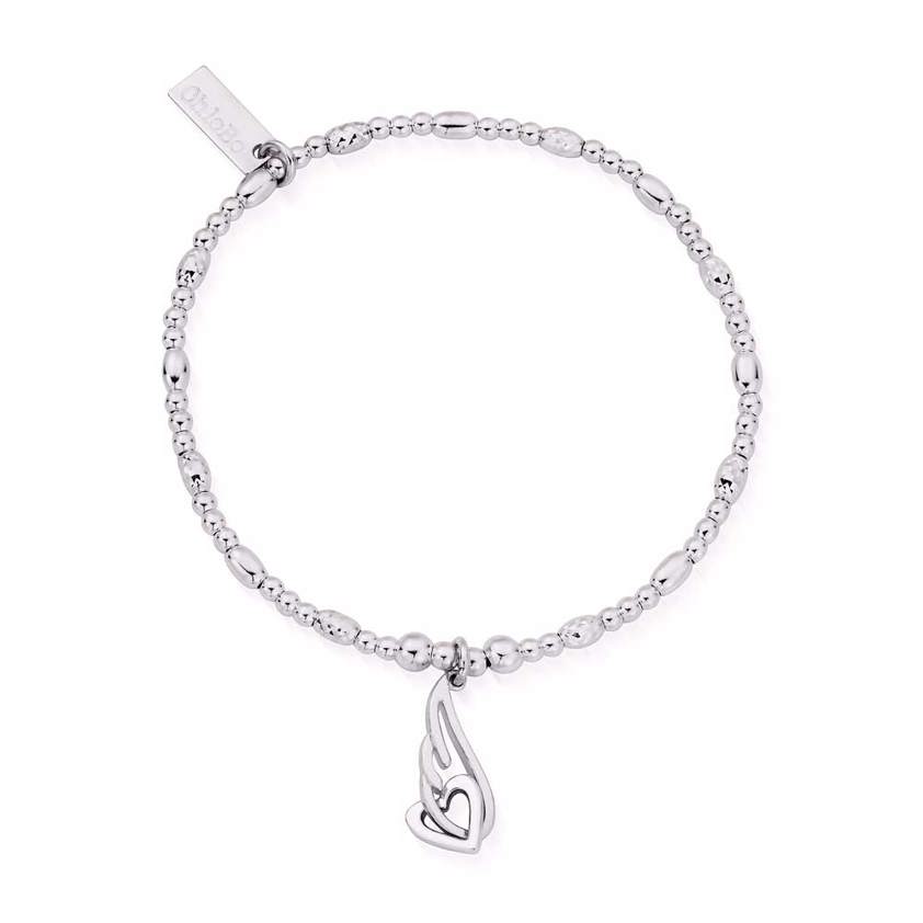 Sterling Silver Interlocking Heart & Angel Wing Bracelet