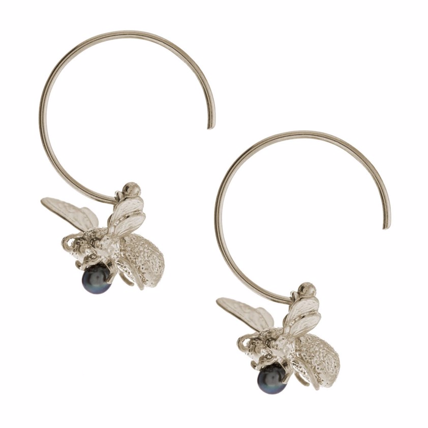 Flying Bee Peacock Pearl Earrings