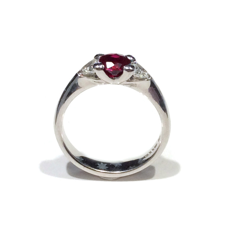 18ct White Gold Ruby & Diamond Cradle Ring