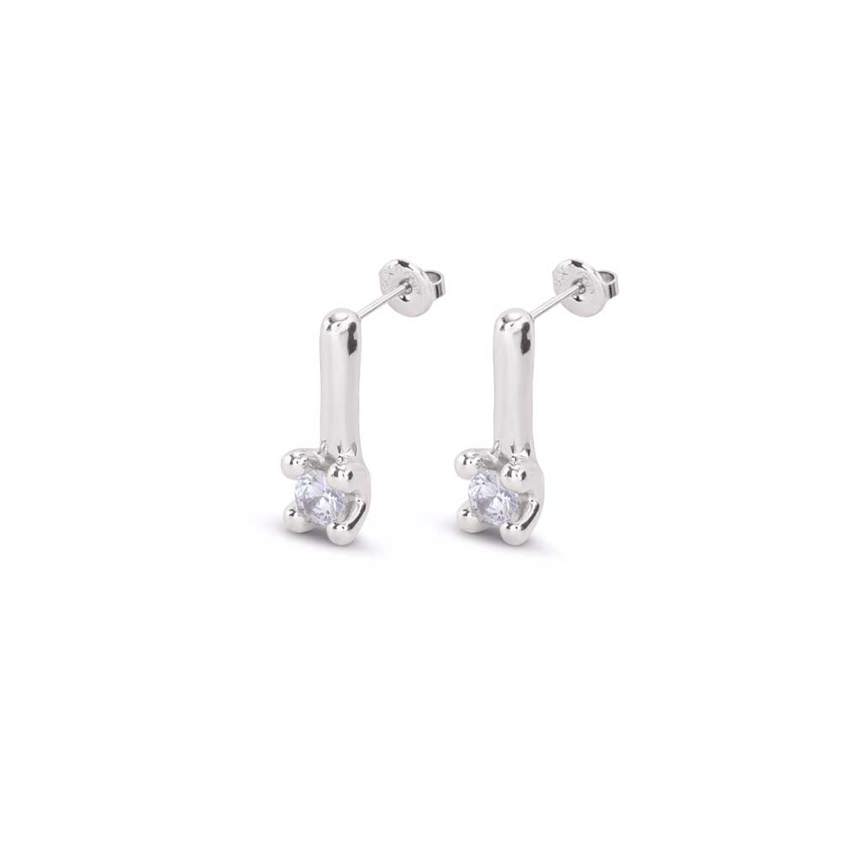 Silver Plated PEN0952BLN Blue CZ Earrings