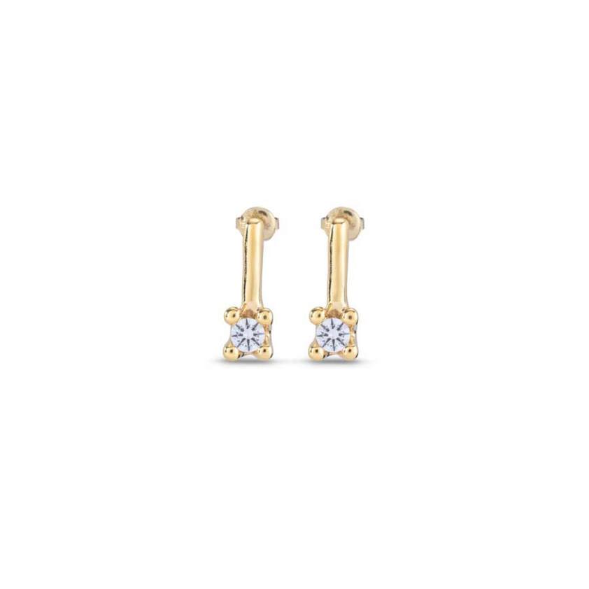 18K Gold Plated PEN0952BLN Blue CZ Earrings