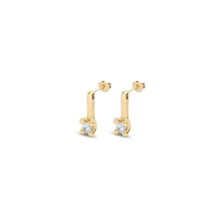 18K Gold Plated PEN0952BLN Blue CZ Earrings