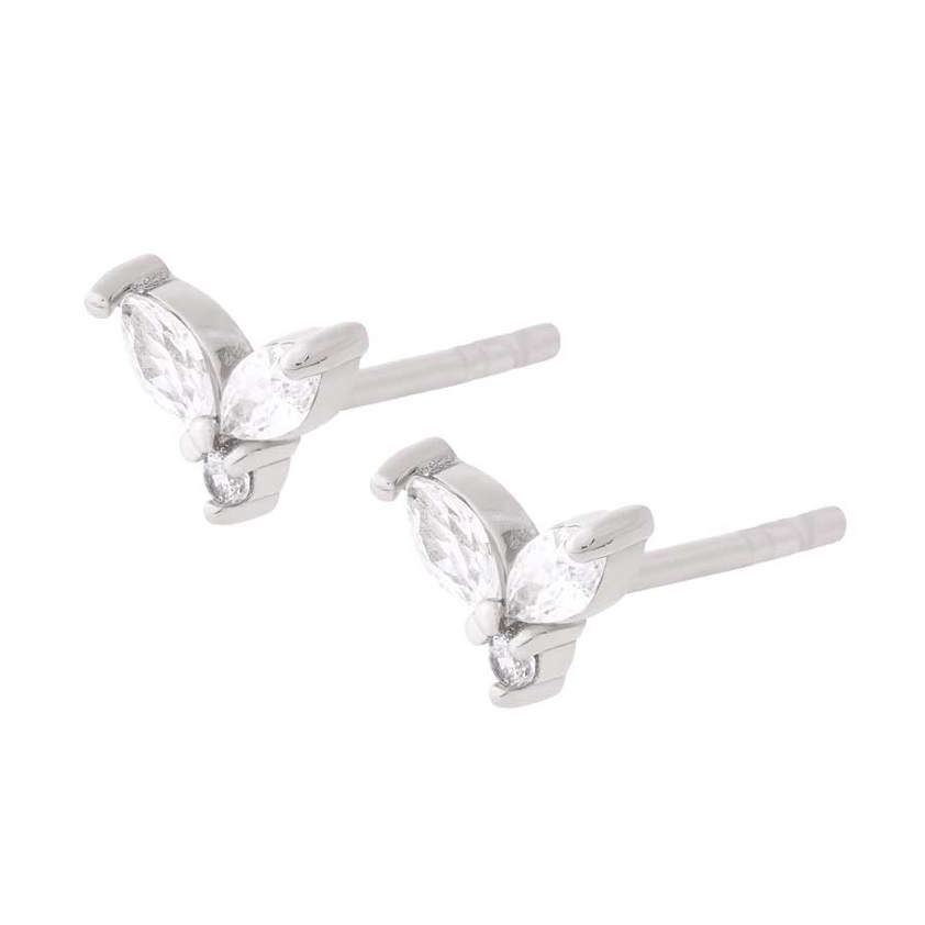 Sterling Silver Marquise Cluster Studs