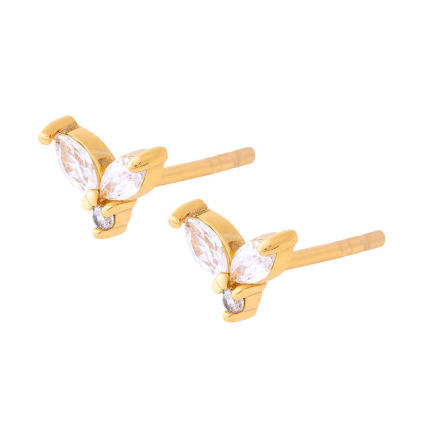 Yellow Gold Plated Marquise Cluster Studs