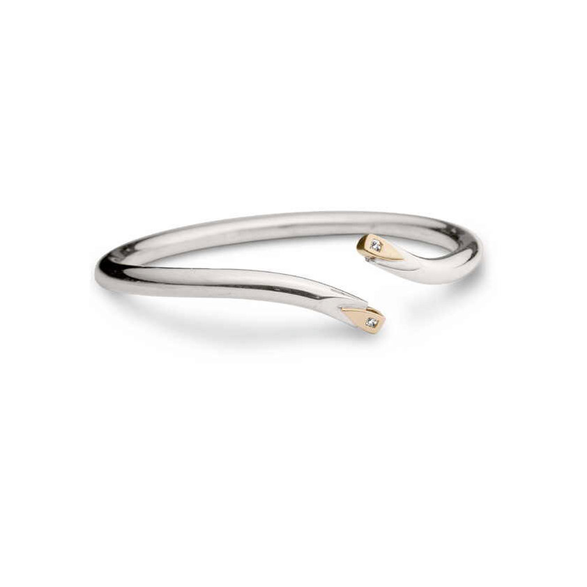 B14 Silver Bangle with Gold and Diamond Detail