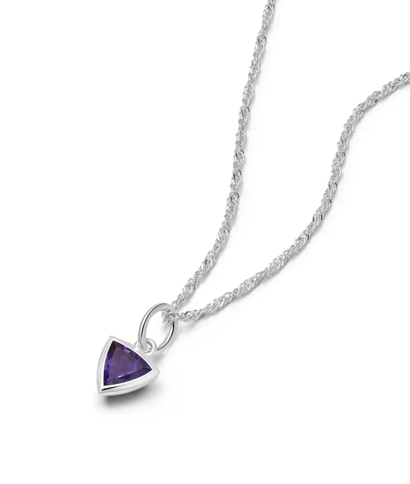 Sterling Silver February Amethyst Birthstone Necklace
