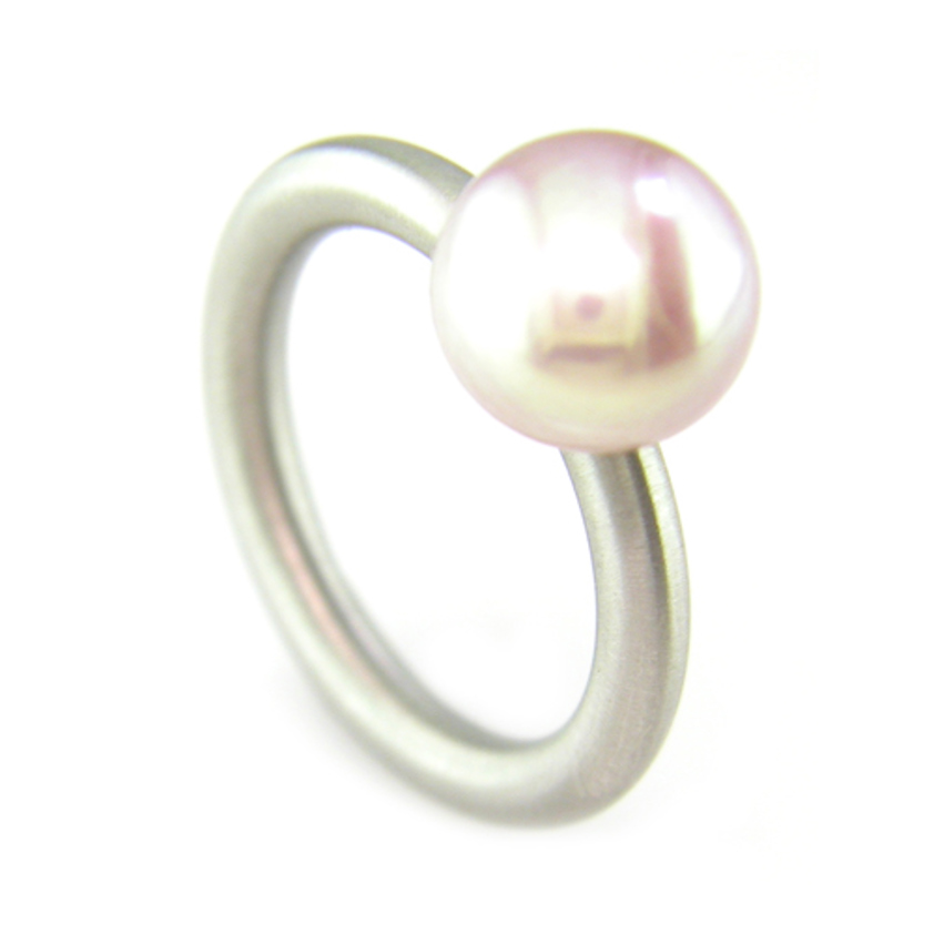 Pink Button Pearl Swivel Ring
