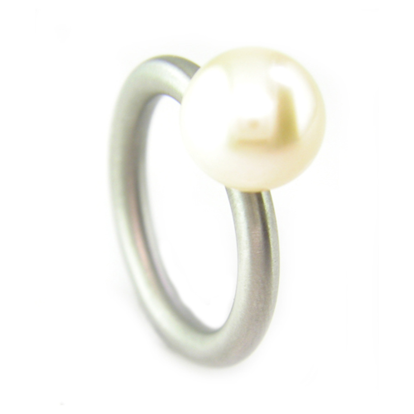Peach Button Pearl Swivel Ring
