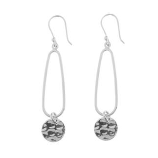Hammered & Shiny Disc Loop Drop Earrings