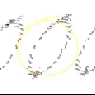 18ct Gold Plated March Aquamarine Birthstone Bracelet