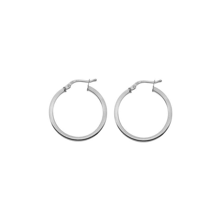 Silver 2mm Square Profile Hoop Earrings