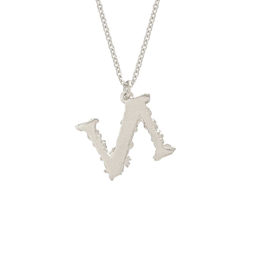 Sterling Silver Floral Letter N Necklace