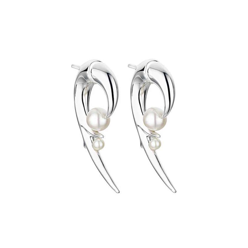 Sterling Silver Hooked Pearl Earrings