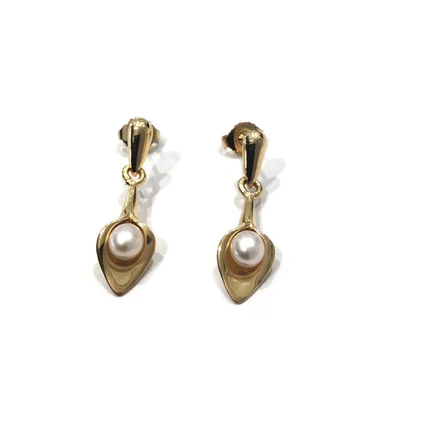 White Yellow Vermeil Small Lily Drop Earrings