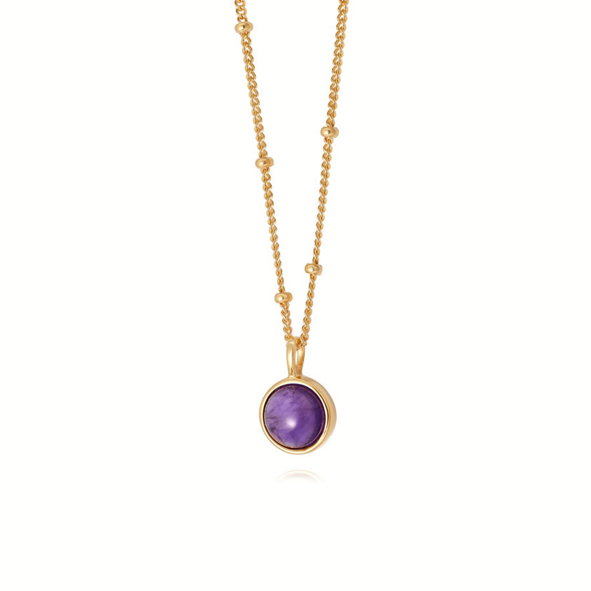 Yellow Gold Vermeil Healing Stone Amethyst Necklace