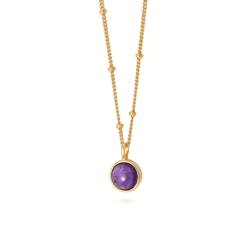 Yellow Gold Vermeil HN1002 Amethyst Healing Necklace