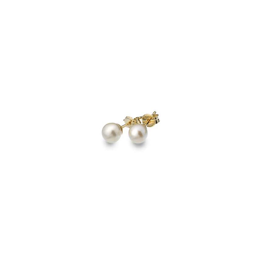 White                Fresh Water Pearl Studs 9ct yellow gold