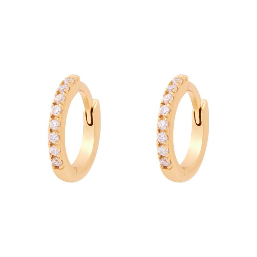 18ct Gold Plated Ultra Skinny Pave Huggies