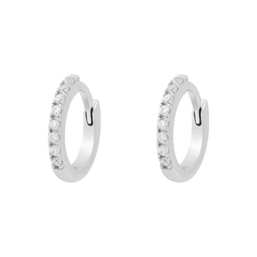 Sterling Silver Ultra Skinny Pave Huggies