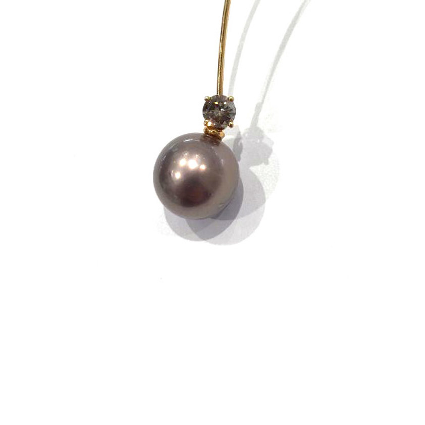 18ct Rose Gold 0.28ct Brown Diamond & Tahitian Pearl Necklace