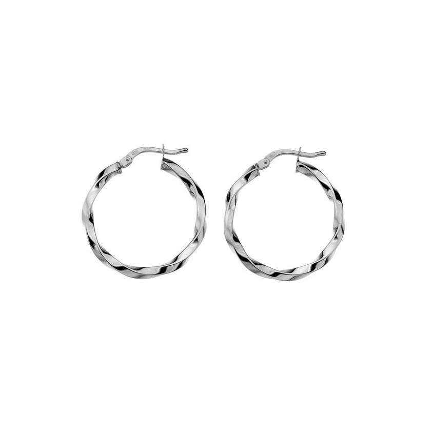 Silver 2mm Square Twisted Hoops