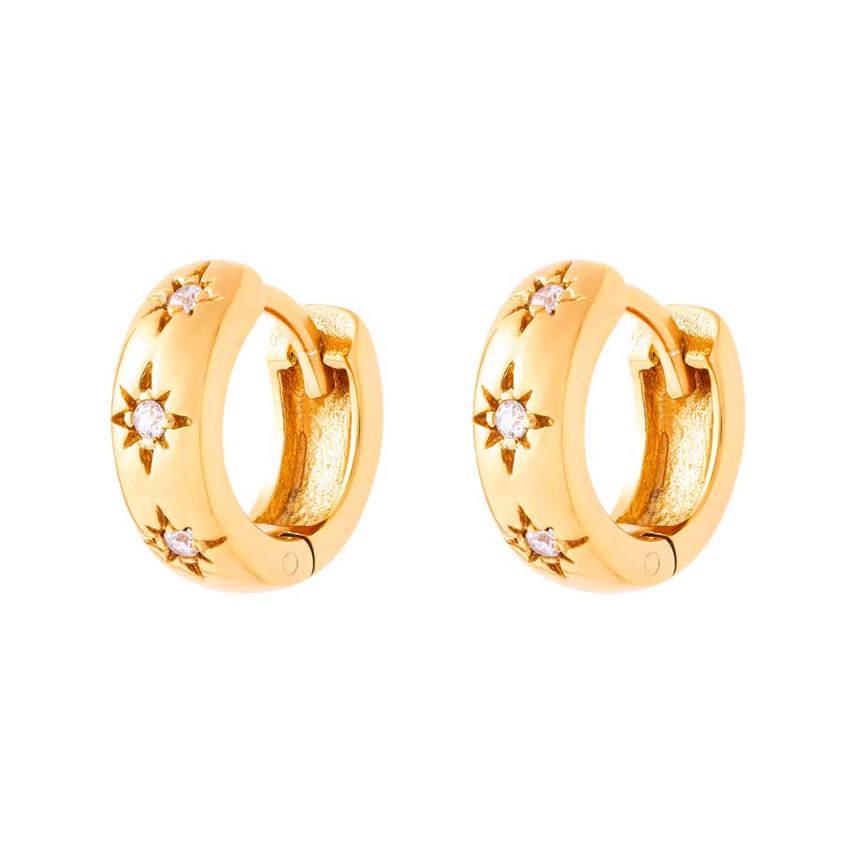 Yellow Gold Plated Celestial Huggies - Narrow