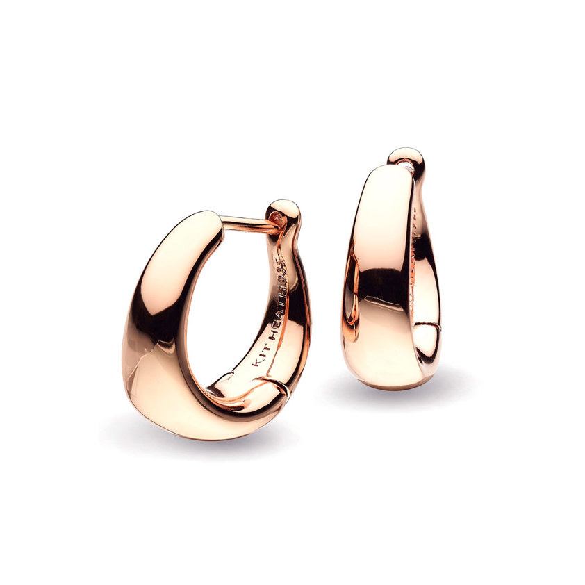 Rose Gold Plated Bevel Cirque Small Hoop Earrings