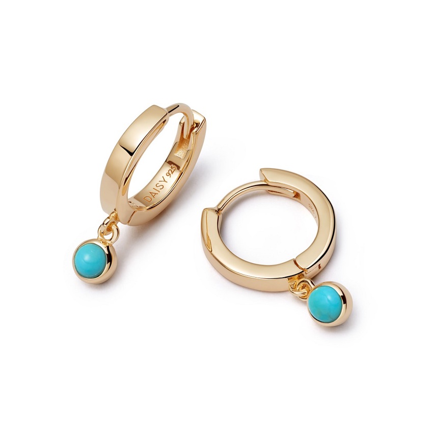 Yellow Gold Vermeil HE3010 Turquoise Healing Huggies