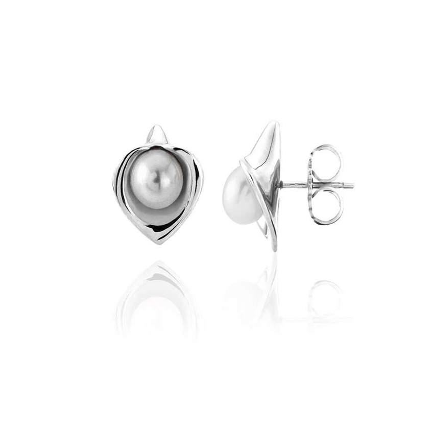 Grey Medium Lily Stud Earrings
