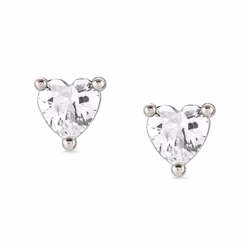 Sterling Silver 149205 Sentimental Heart Stud Earrings