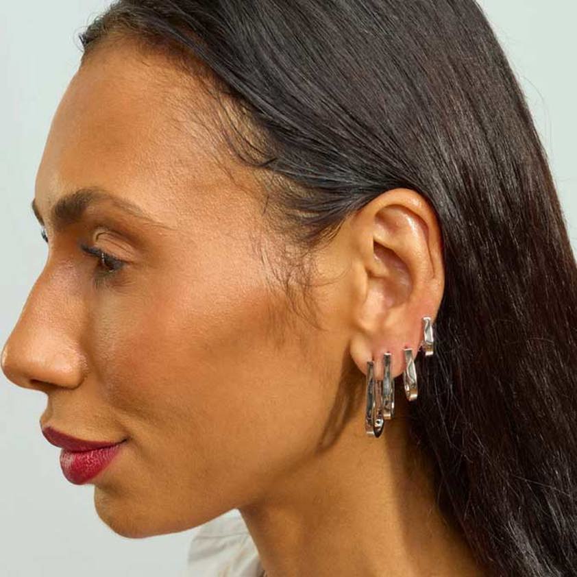 Petal Hoops Sterling Silver