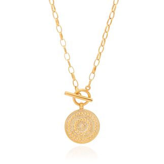 NK10573GLD Dotted Circle Toggle Necklace