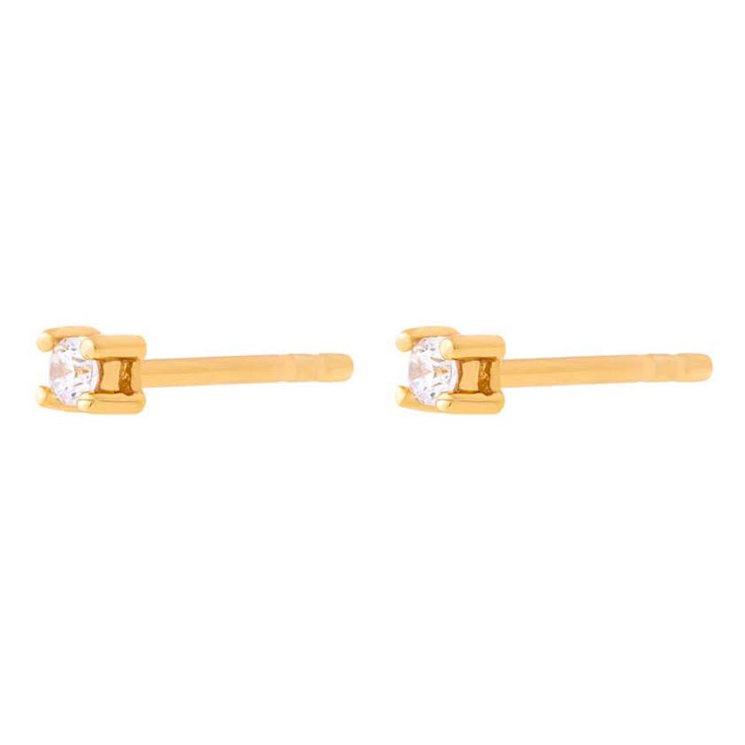 Yellow Gold Vermeil Clear Crystal Studs