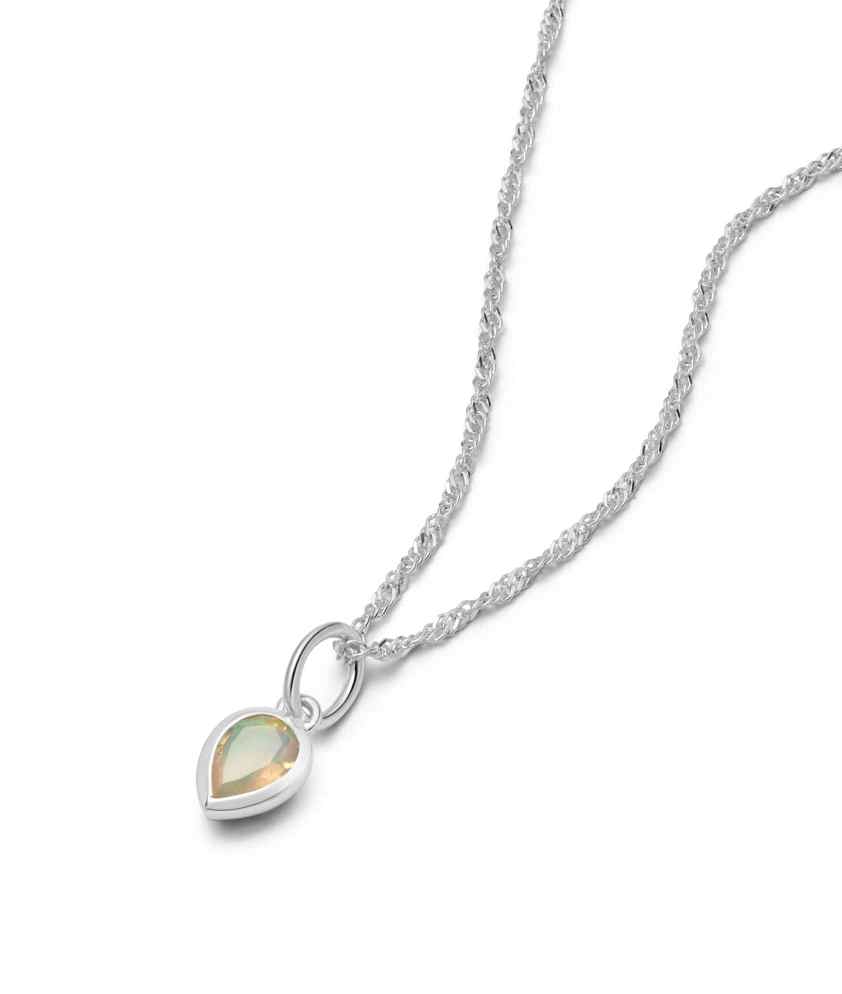 Sterling Silver October Opal Birthstone Necklace