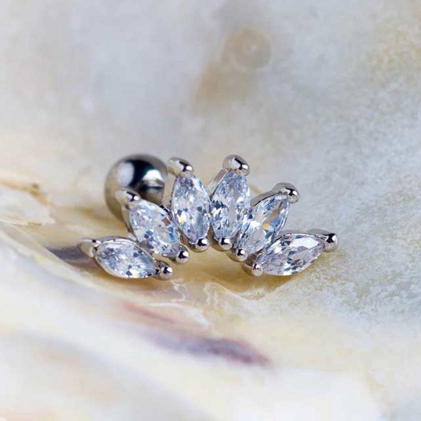 Marquise Crown Barbell Cartilage stud