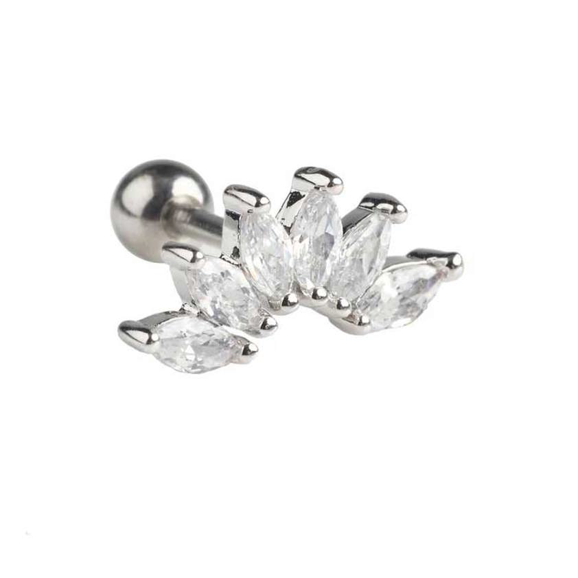 Marquise Crown Barbell Cartilage stud