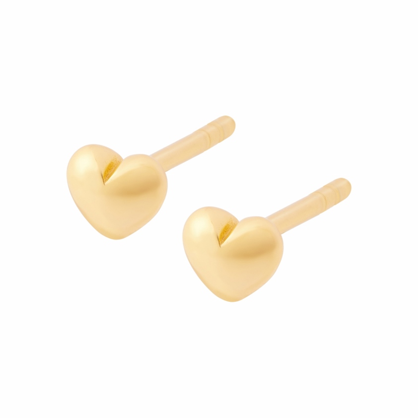 Yellow Gold Plated Puffed Heart Stud